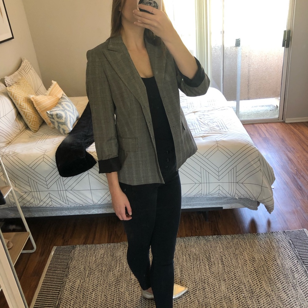 Gray plaid blazer